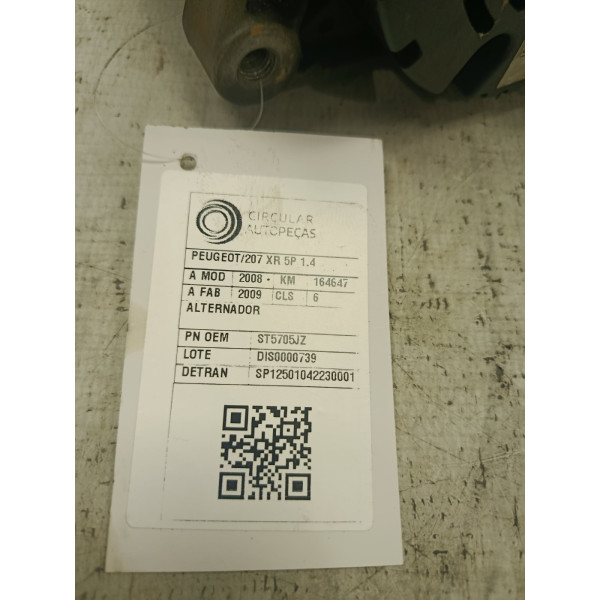 ALTERNADOR PEUGEOT 207 XR 1.4 FLEX 8V 2008/2009