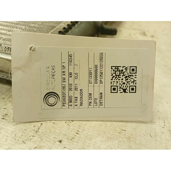 RADIADOR PEUGEOT 207 SW XR 1.4 FLEX 2010/2011