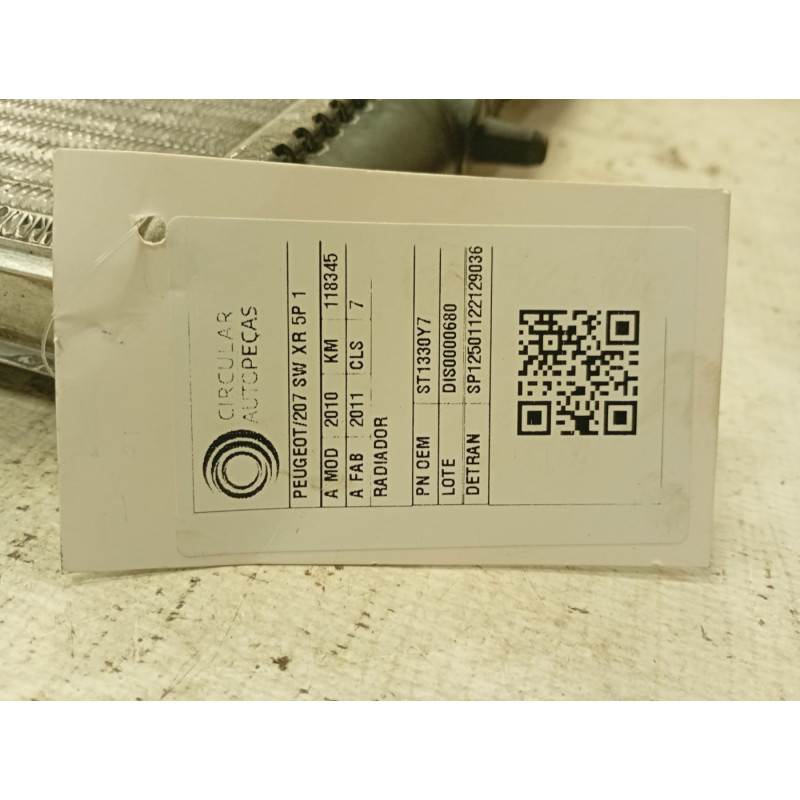 RADIADOR PEUGEOT 207 SW XR 1.4 FLEX 2010/2011