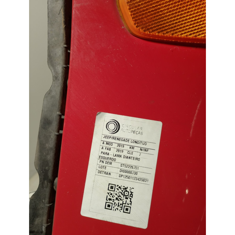 PARA-LAMA DIANTEIRO ESQ VERMELHO JEEP RENEGADE LONG 4X2 2019