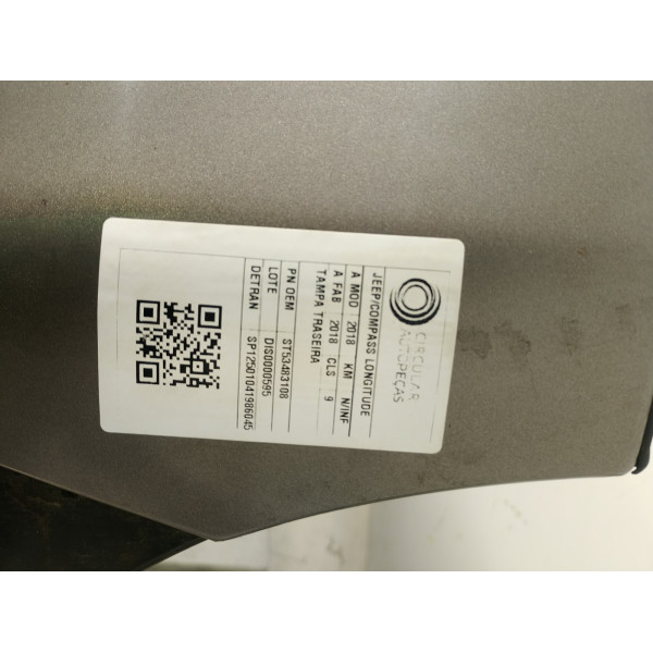 TAMPA TRASEIRA JEEP COMPASS LONGITUDE 2.0 4X4 2018