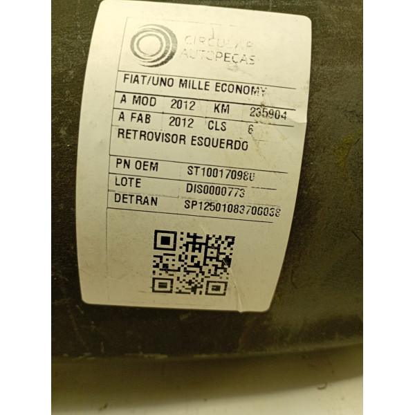 RETROVISOR ESQUERDO FIAT UNO MILLE WAY ECONOMY 1.0 FLEX 2012
