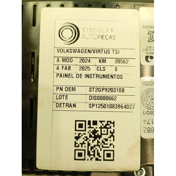 PAINEL DE INSTRUMENTOS VOLKSWAGEN VIRTUS TSI 1.0 FLEX 24/25