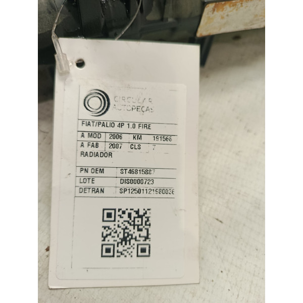 RADIADOR FIAT PALIO 1.0 FIRE FLEX 2006/2007