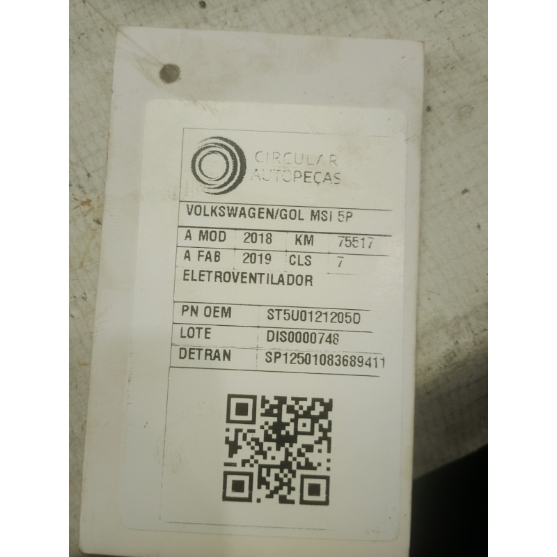 ELETROVENTILADOR VOLKSWAGEN GOL 1.6 MSI FLEX 2018/2019