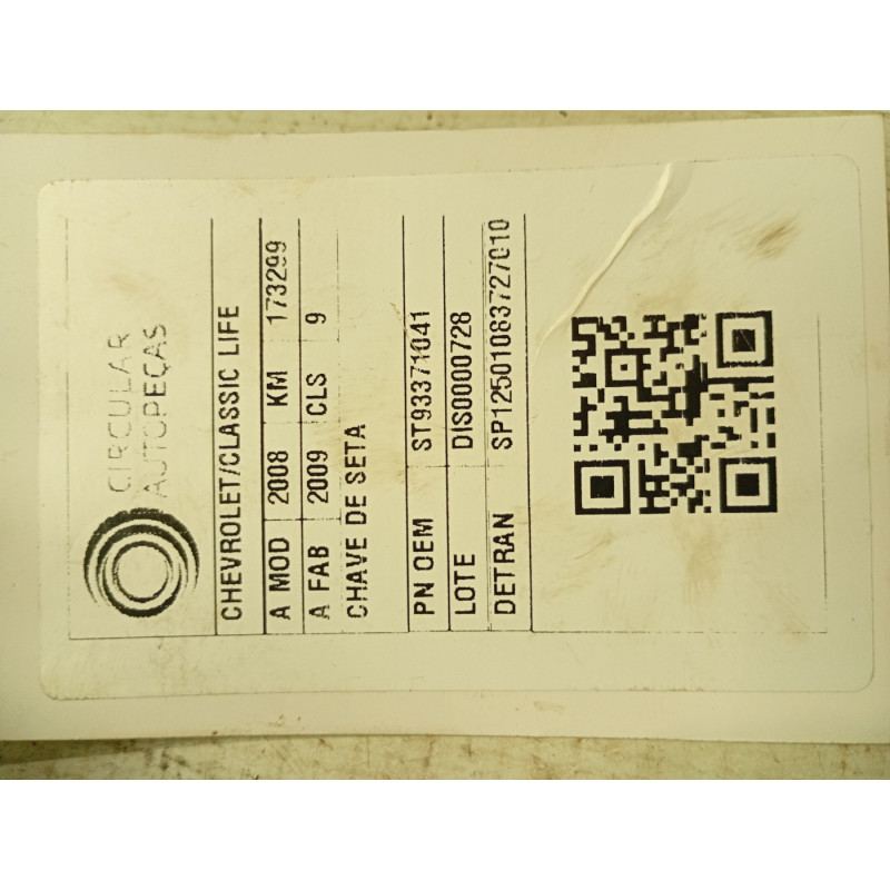 CHAVE DE SETA CHEVROLET CLASSIC LIFE 1.0 FLEXPOWER 2008/2009