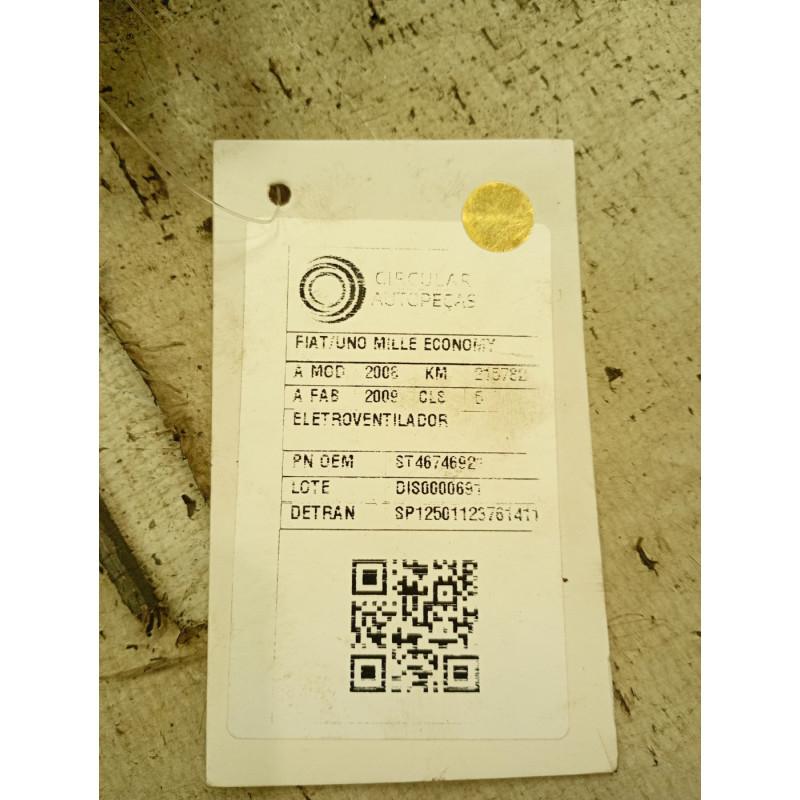 ELETROVENTILADOR FIAT UNO MILLE FIRE ECONOMY 1.0 2008/2009