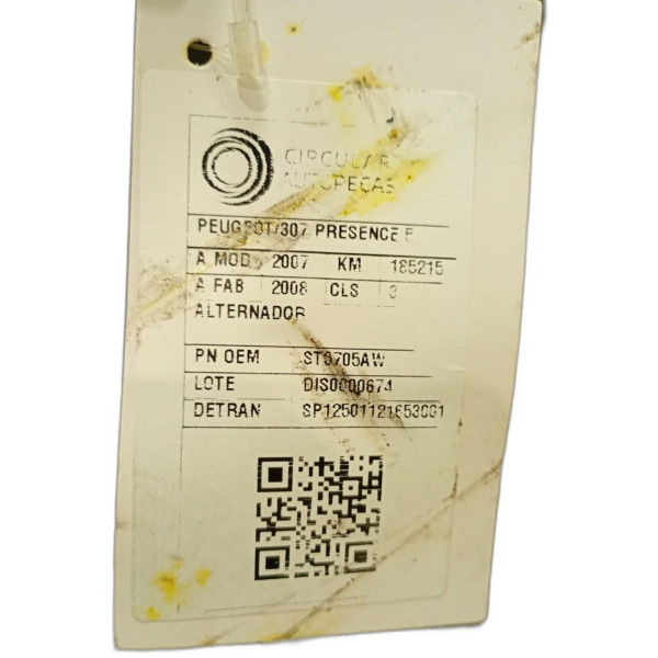 Alternador 307 308 C3 C4 Picasso Partner 1.6 16v Valeo 120A