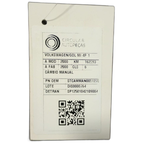 CÂMBIO MANUAL VOLKSWAGEN GOL 1000 MI 4P 2000/2000