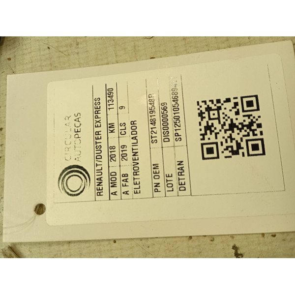 ELETROVENTILADOR RENAULT DUSTER EXPRESS 1.6 HI-FLEX 2018/19