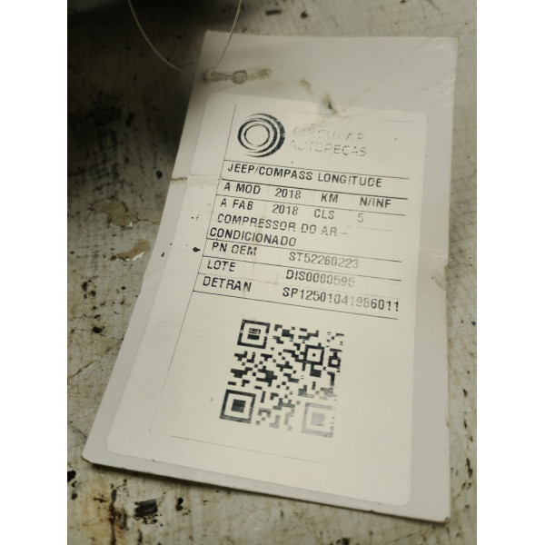 COMPRESSOR DO AR-CONDICIONADO JEEP COMPASS LONG 2.0 2018