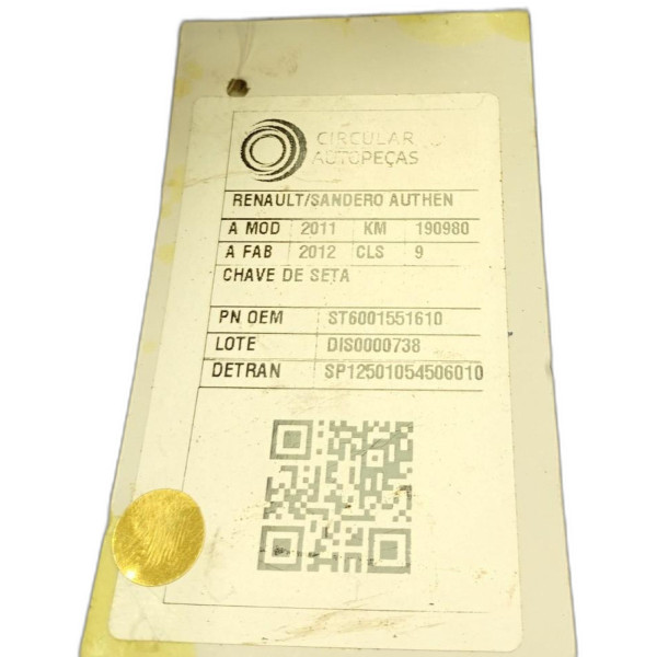 CHAVE DE SETA RENAULT SANDERO AUTHENTIQUE HI-FLEX 2011/12