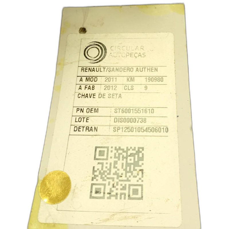 CHAVE DE SETA RENAULT SANDERO AUTHENTIQUE HI-FLEX 2011/12