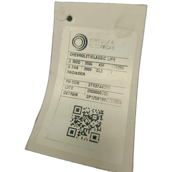 RADIADOR CHEVROLET CLASSIC LIFE 1.0 FLEXPOWER 2008/09