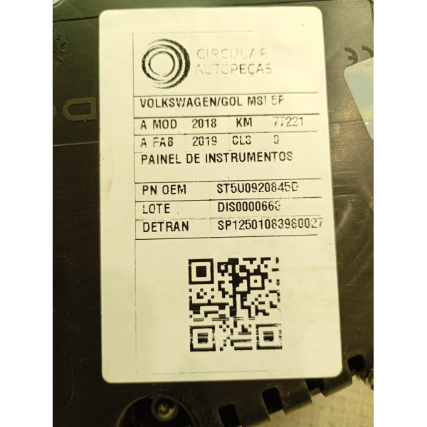 PAINEL DE INSTRUMENTOS VOLKSWAGEN GOL 1.6 MSI FLEX 2018/19