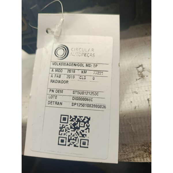 RADIADOR VOLKSWAGEN GOL 1.6 MSI FLEX 2018/2019