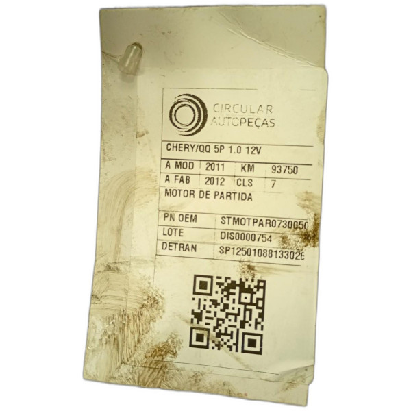 MOTOR DE PARTIDA CHERY QQ 1.1/1.0 12V 69CV 2011/2012