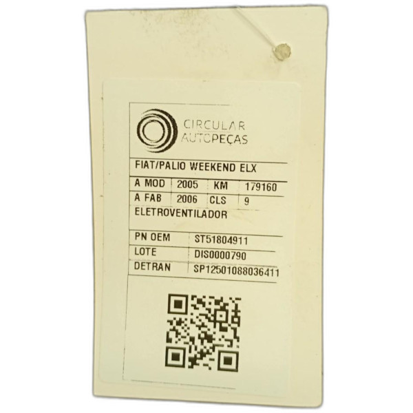 ELETROVENTILADOR FIAT PALIO WEEKEND ELX 1.4 MPI FIRE 2005/06