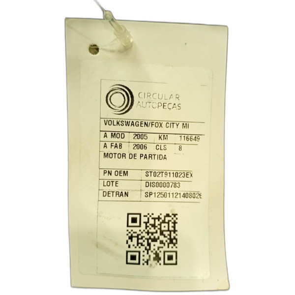 MOTOR DE PARTIDA VOLKSWAGEN FOX CITY 1.0 MI 2005/2006