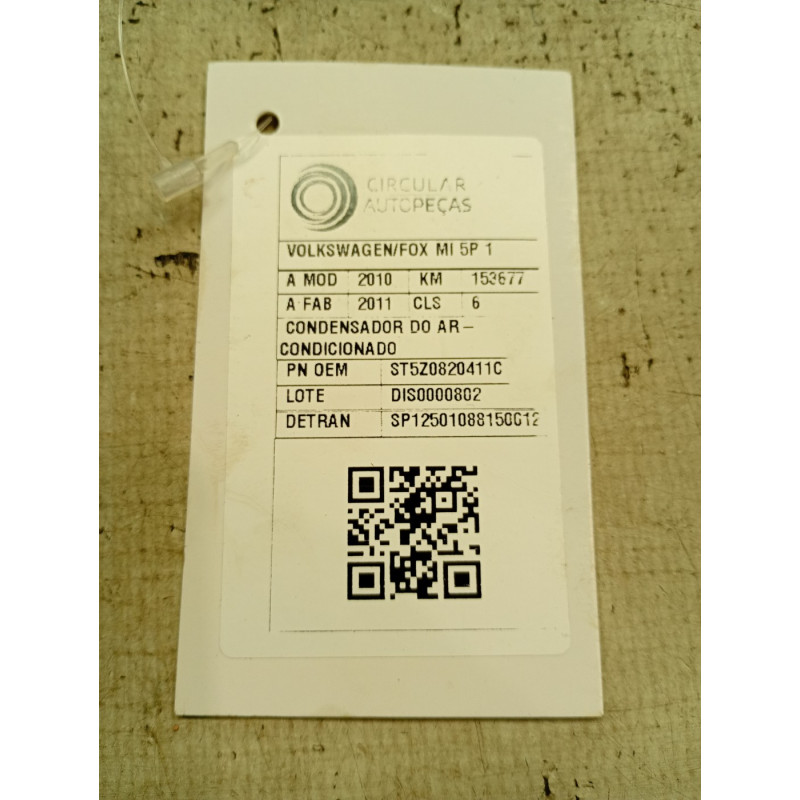 CONDENSADOR DO AR-CONDICIONADO VOLKSWAGEN FOX 1.6 MI 2010/11