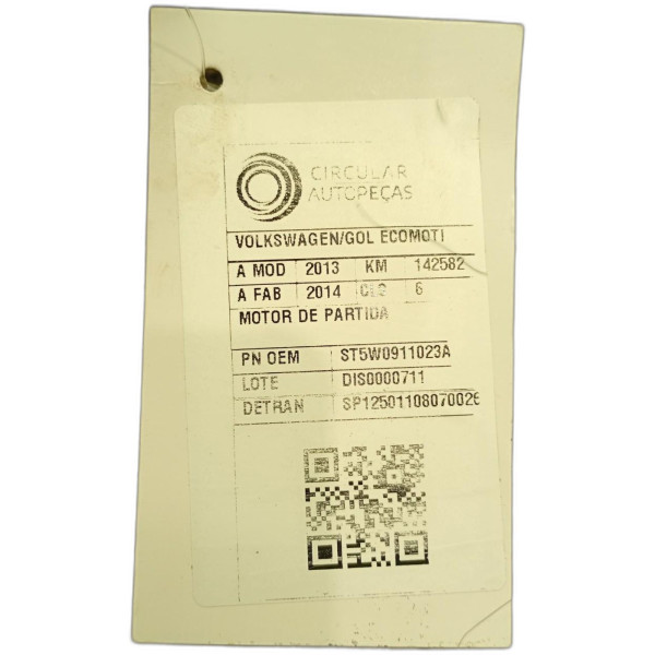 MOTOR DE PARTIDA VOLKSWAGEN GOL ECOMOTION 1.0 MI 2013/2014