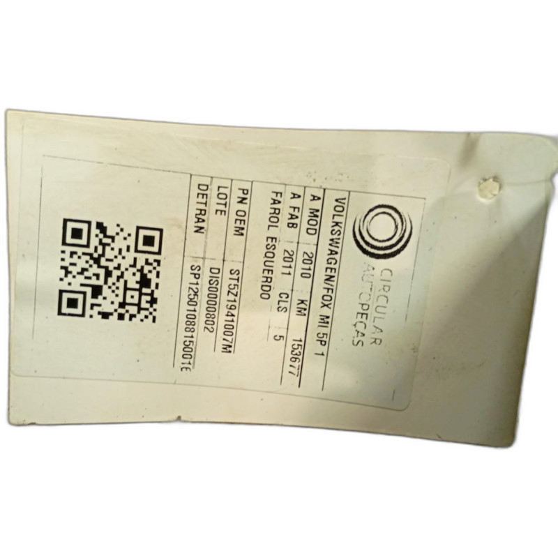 FAROL DIANTEIRO ESQUERDO VOLKSWAGEN FOX 1.6 MI 2010/2014