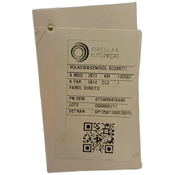 FAROL DIREITO VOLKSWAGEN GOL ECOMOTION 1.0 2013/2014