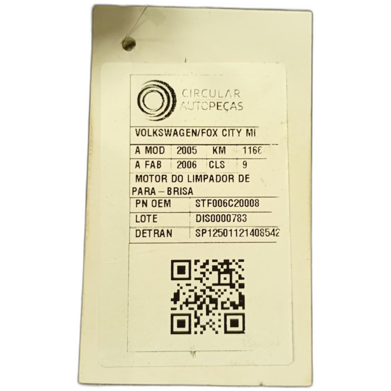 MOTOR DO LIMP. DE PARA-BRISA VOLKSWAGEN FOX CITY 1.0 05/06