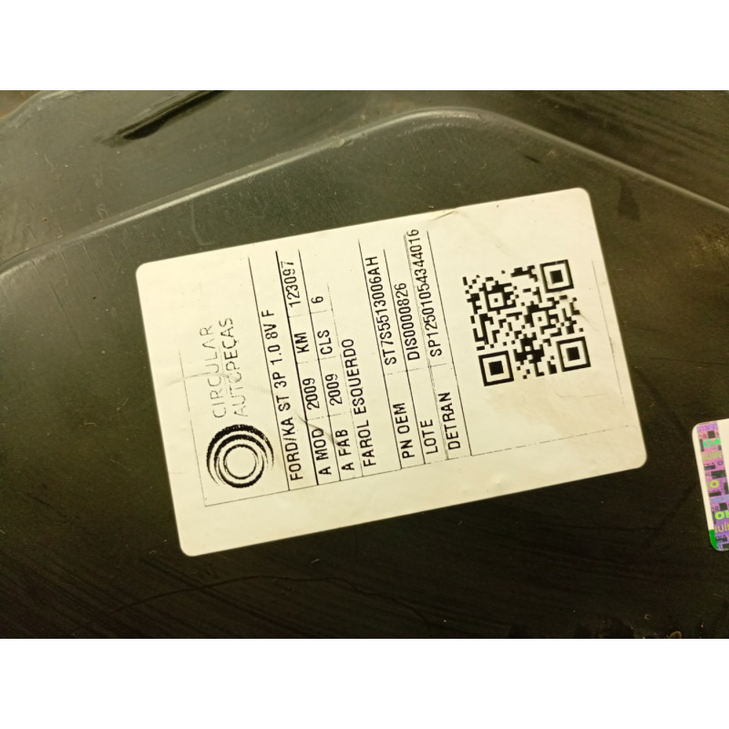 FAROL ESQUERDO FORD KA 1.0 ST FLEX 2009/2009
