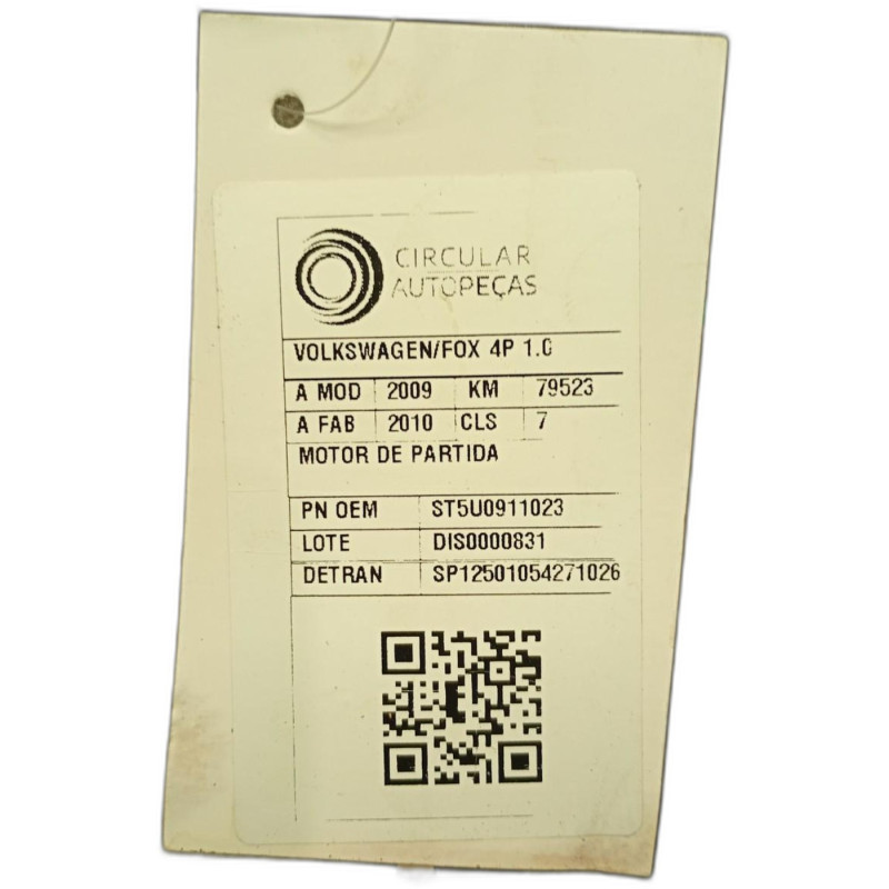 MOTOR DE PARTIDA VOLKSWAGEN FOX 1.0 TOTAL FLEX 2009/2010