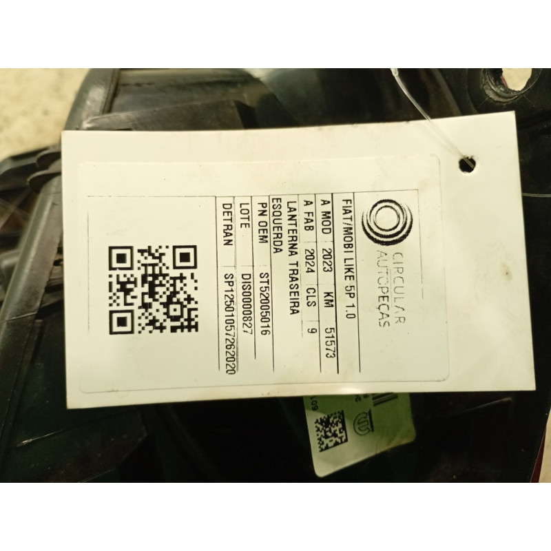 LANTERNA TRASEIRA ESQUERDA FIAT MOBI LIKE 1.0 FIRE 2023/2024