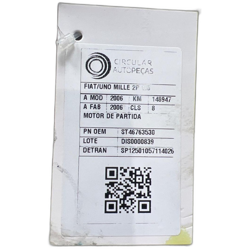 MOTOR DE PARTIDA FIAT UNO MILLE 1.0 F.FLEX 2006/2006