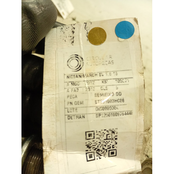 SEMIEIXO DIANT DIREITO NISSAN MARCH SV 1.6 16V FLEX 2012/13