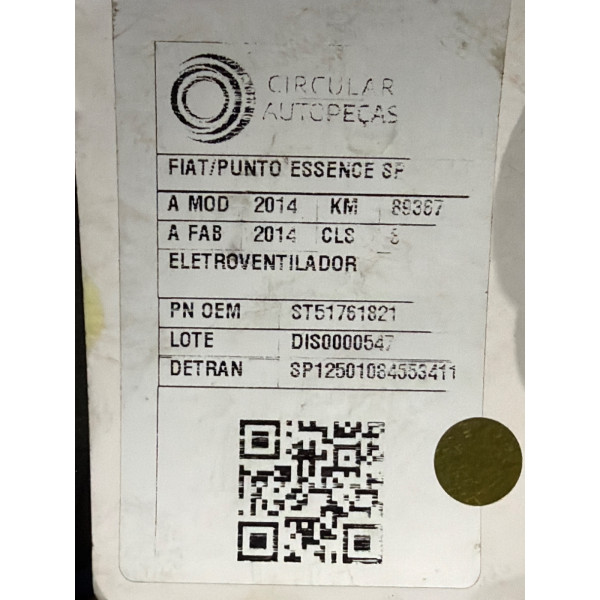 ELETROVENTILADOR FIAT PUNTO ESSENCE SP 1.6 FLEX 2014