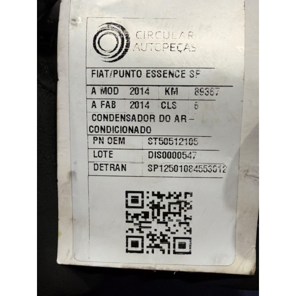 CONDENSADOR AR-CONDICIONADO FIAT PUNTO ESSENCE SP 1.6 2014