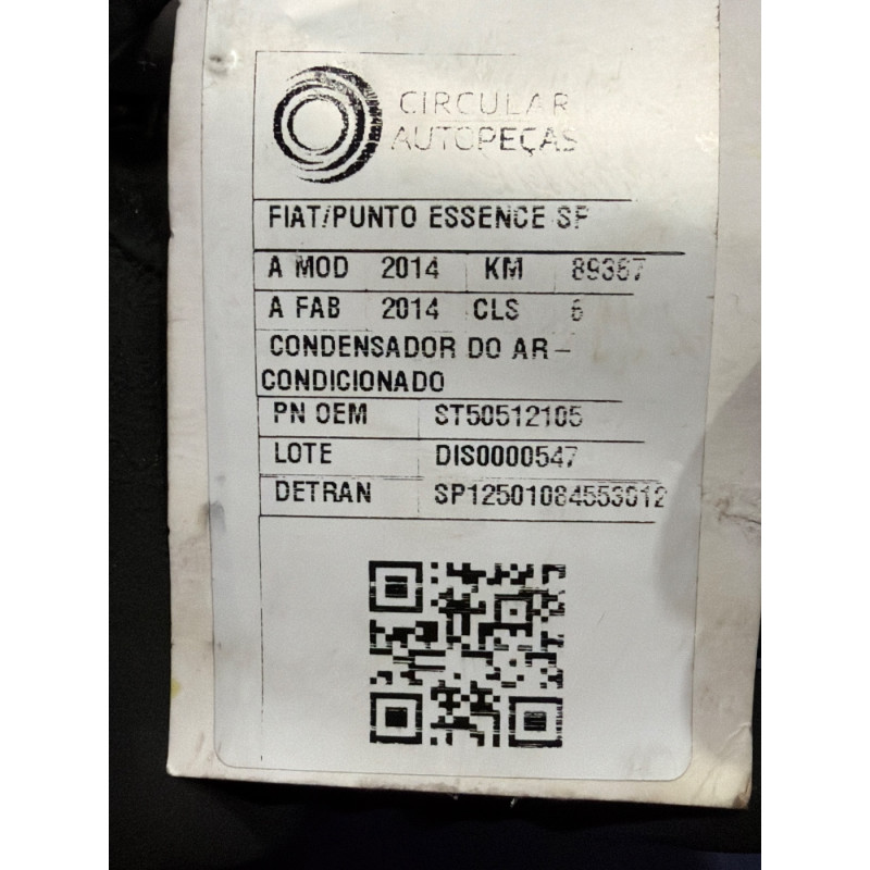 CONDENSADOR AR-CONDICIONADO FIAT PUNTO ESSENCE SP 1.6 2014