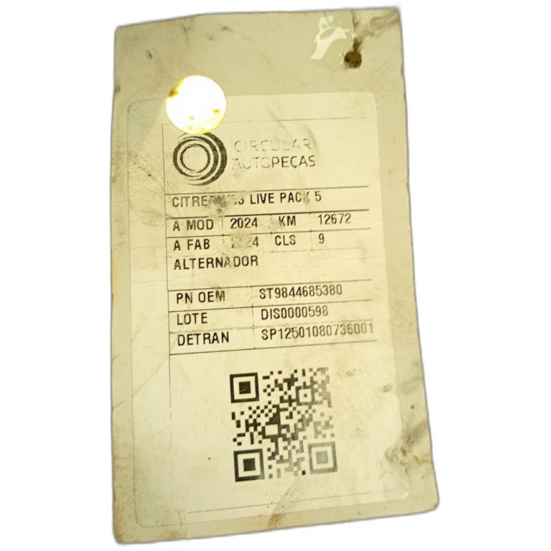 ALTERNADOR CITROËN C3 LIVE PACK 1.0 FLEX 6V 5P 2024